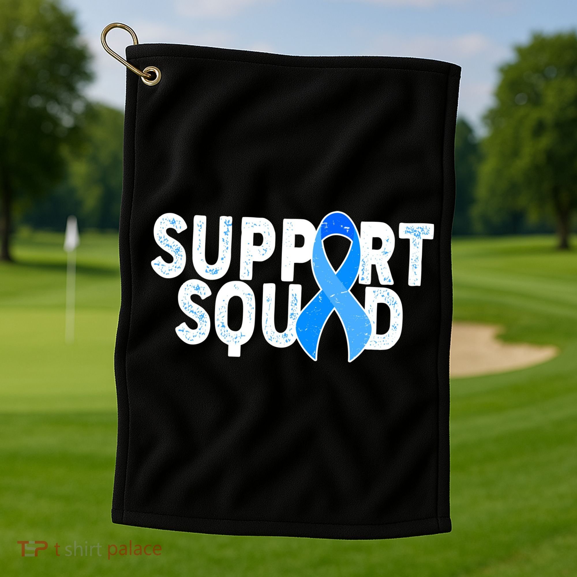 Support Squad Colon Cancer Awareness Blue Ribbon Golf Towel