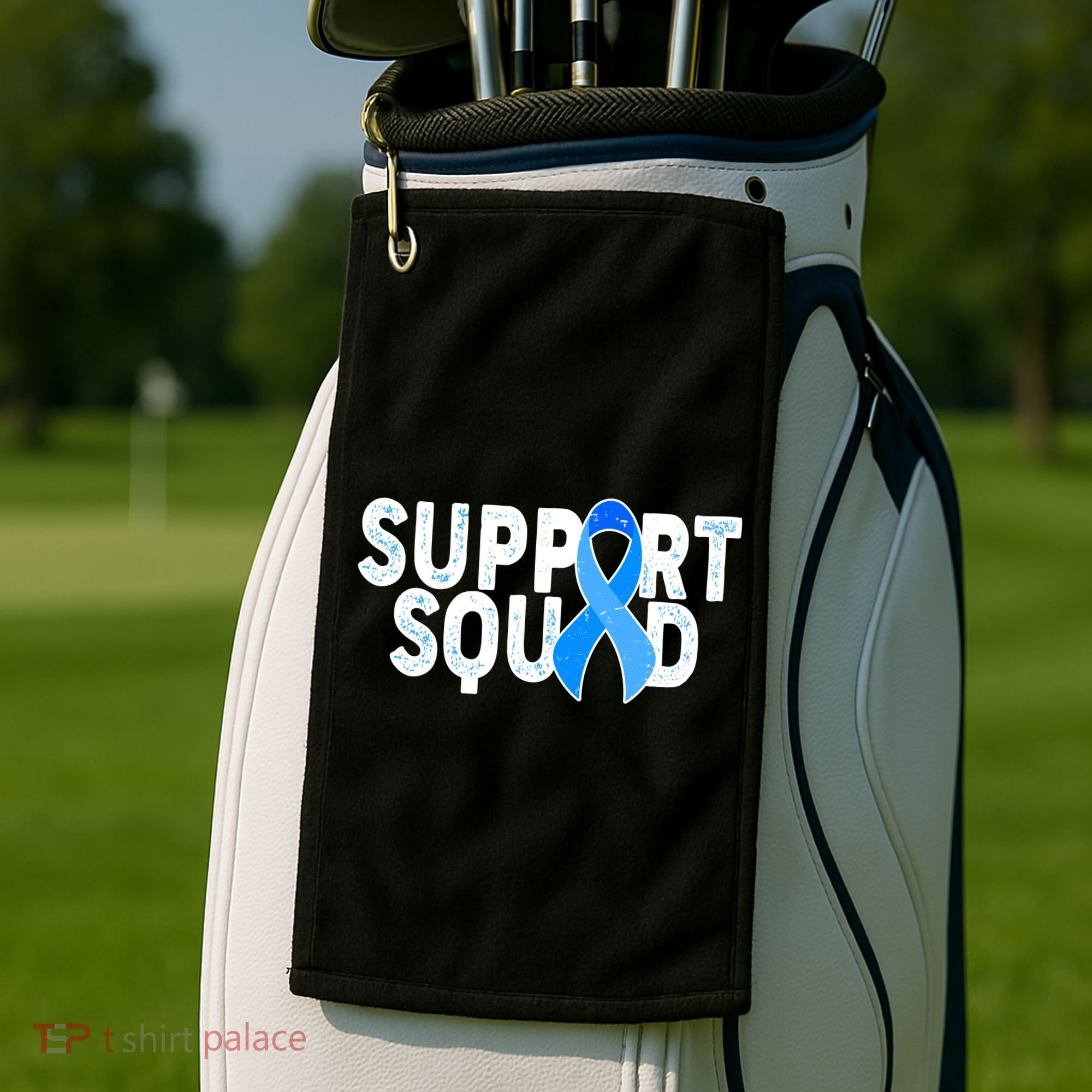Support Squad Colon Cancer Awareness Blue Ribbon Golf Towel