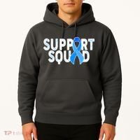 Support Squad Colon Cancer Awareness Blue Ribbon Hoodie thumb 2