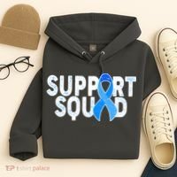 Support Squad Colon Cancer Awareness Blue Ribbon Hoodie thumb 4