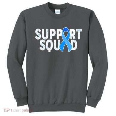 Support Squad Colon Cancer Awareness Blue Ribbon Sweatshirt