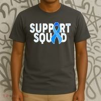 Support Squad Colon Cancer Awareness Blue Ribbon T-Shirt thumb 3