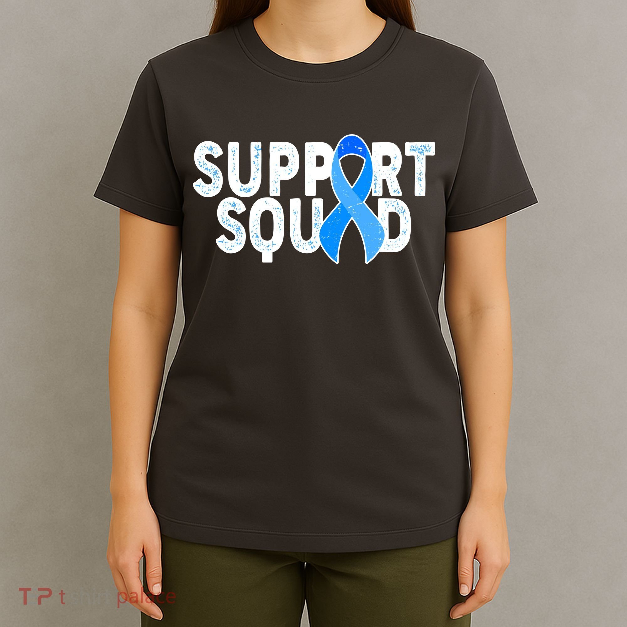 Support Squad Colon Cancer Awareness Blue Ribbon T-Shirt