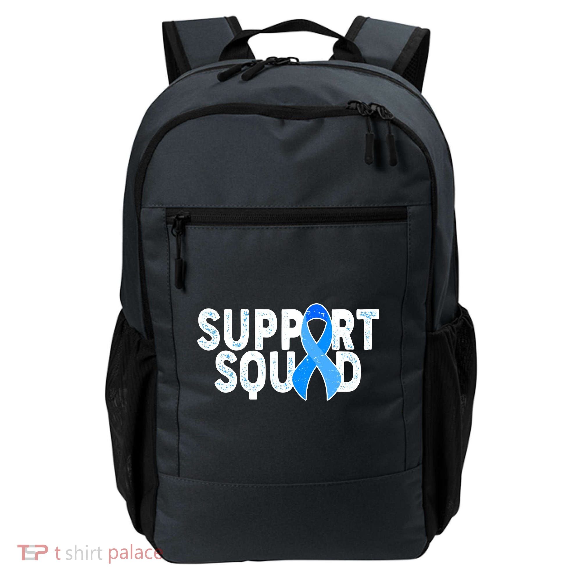 Support Squad Colon Cancer Awareness Blue Ribbon Backpack