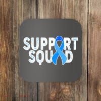 Support Squad Colon Cancer Awareness Blue Ribbon Coaster thumb 0