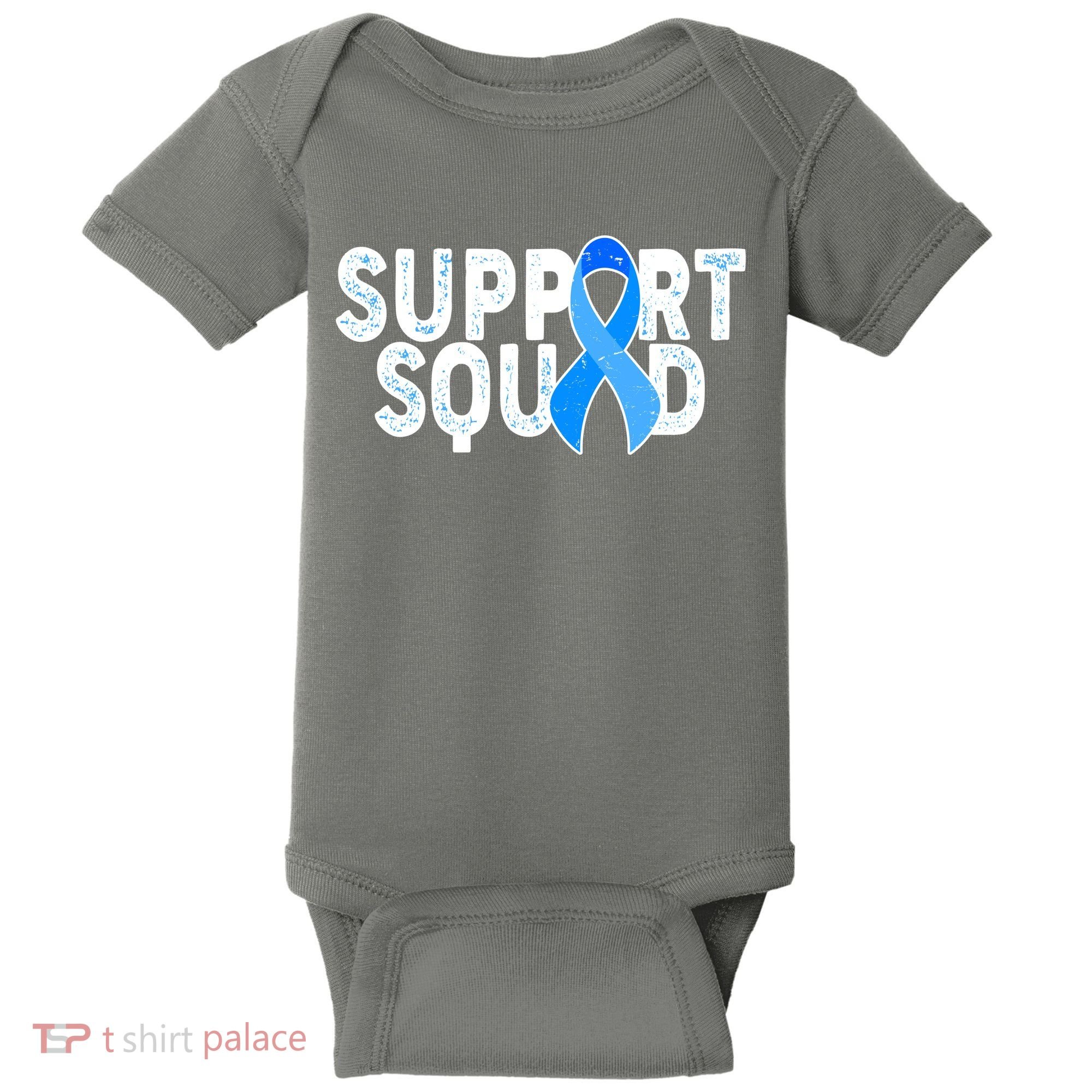 Support Squad Colon Cancer Awareness Blue Ribbon Baby Bodysuit