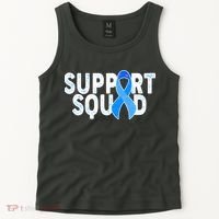 Support Squad Colon Cancer Awareness Blue Ribbon Tank Top thumb 2