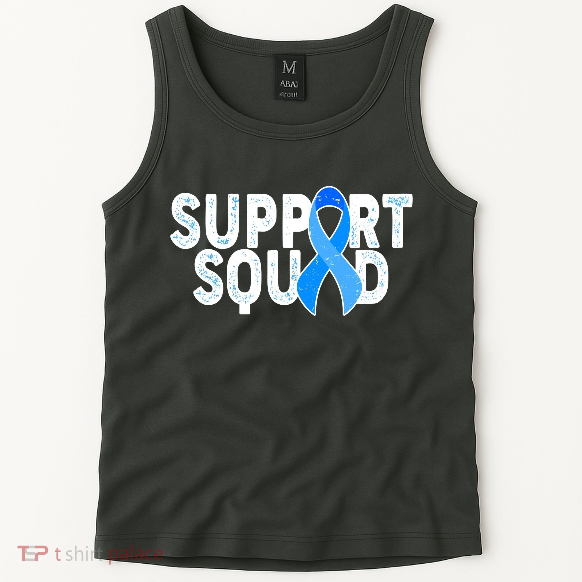 Support Squad Colon Cancer Awareness Blue Ribbon Tank Top