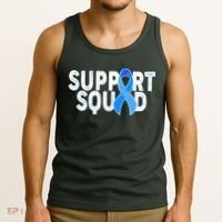 Support Squad Colon Cancer Awareness Blue Ribbon Tank Top thumb 3