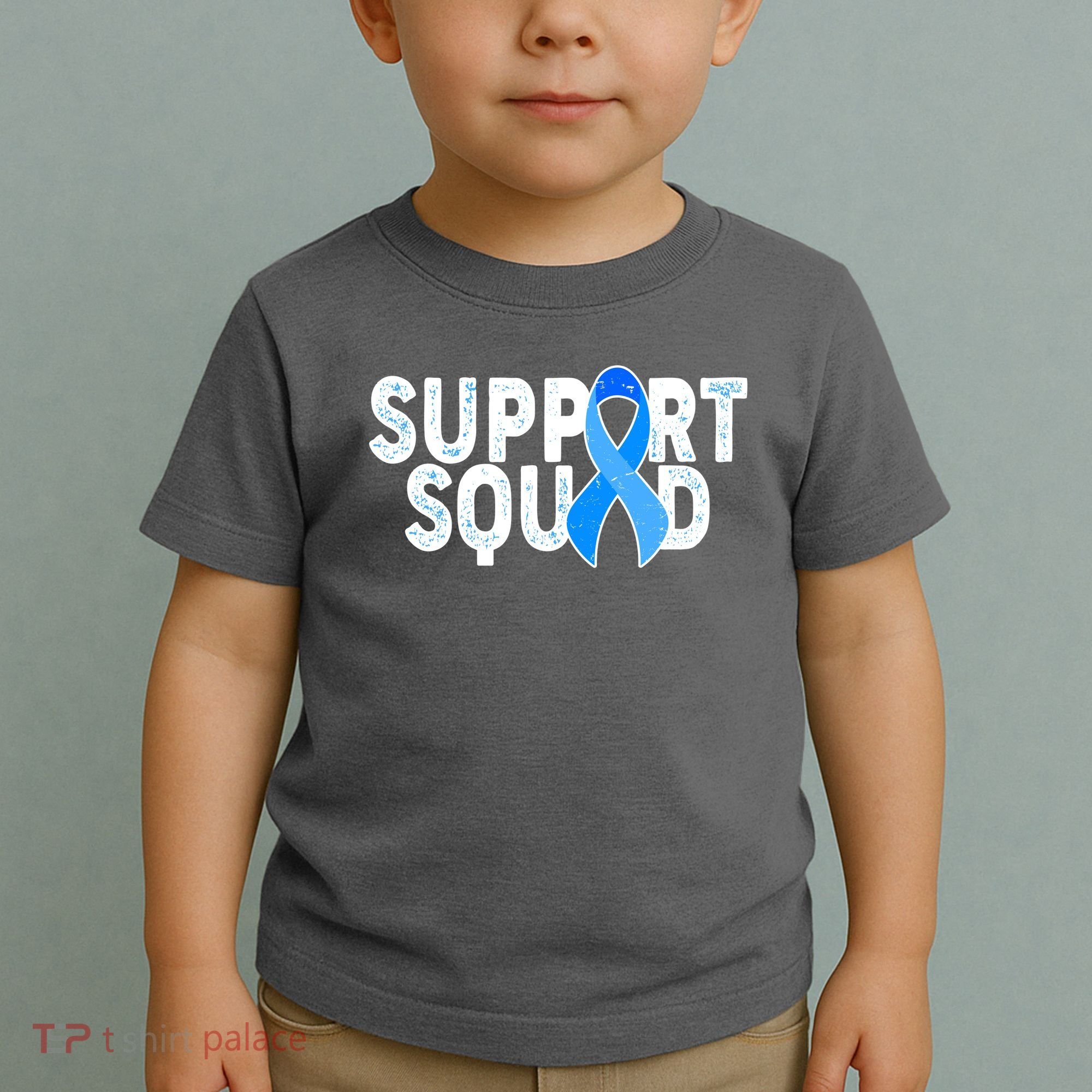 Support Squad Colon Cancer Awareness Blue Ribbon Toddler T-Shirt