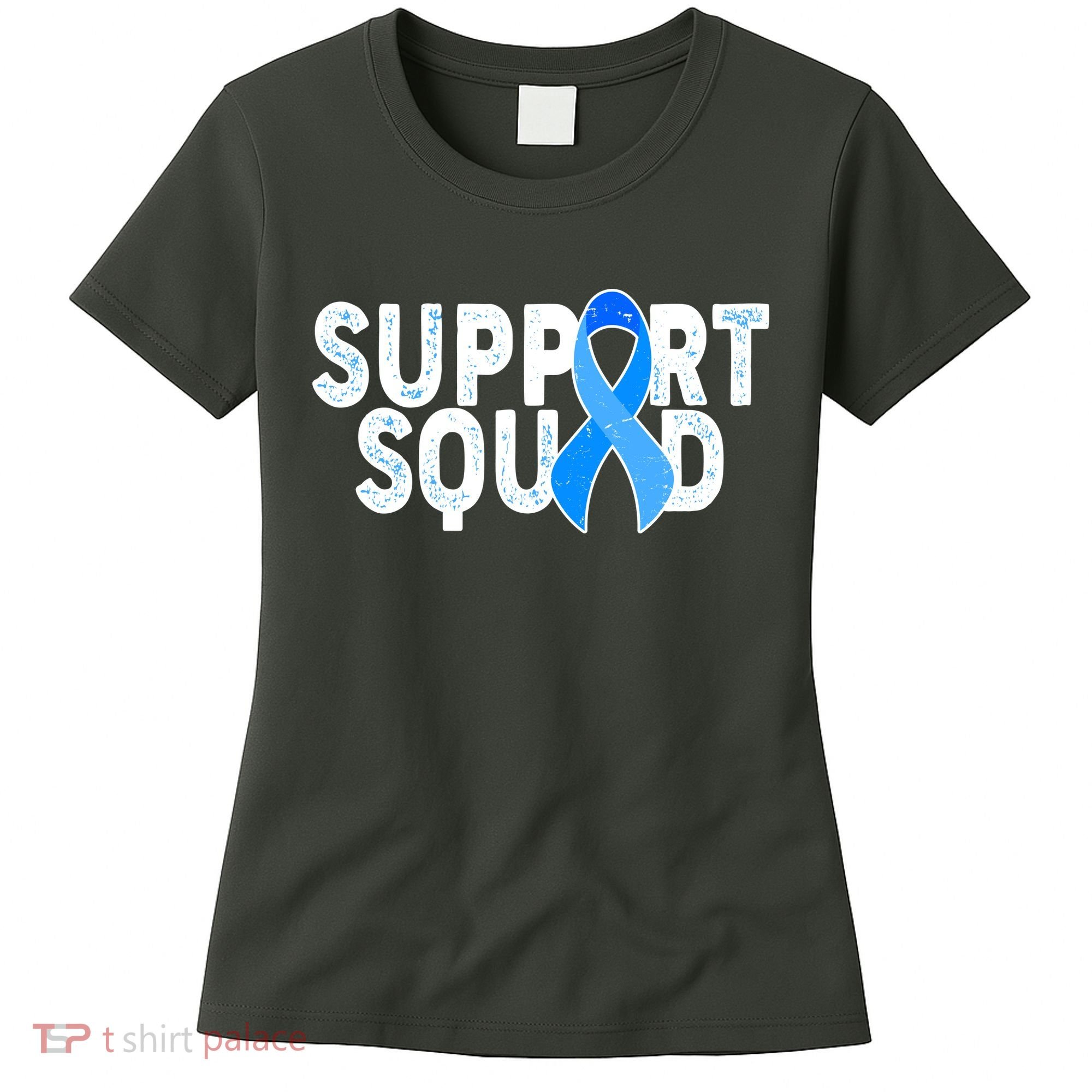 Support Squad Colon Cancer Awareness Blue Ribbon Women's T-Shirt