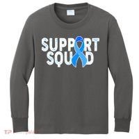 Support Squad Colon Cancer Awareness Blue Ribbon Kids Long Sleeve Shirt thumb 0