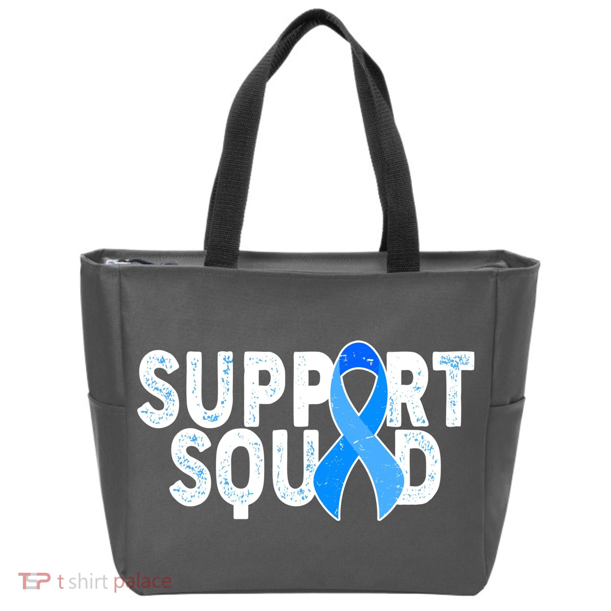 Support Squad Colon Cancer Awareness Blue Ribbon Tote Bag