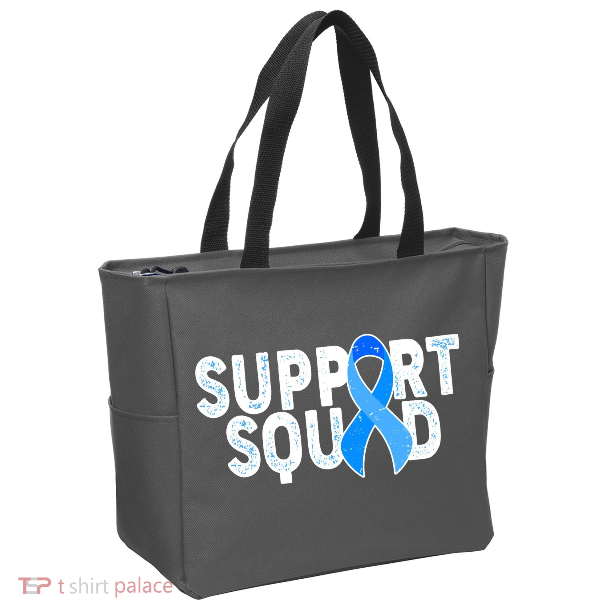 Support Squad Colon Cancer Awareness Blue Ribbon Tote Bag