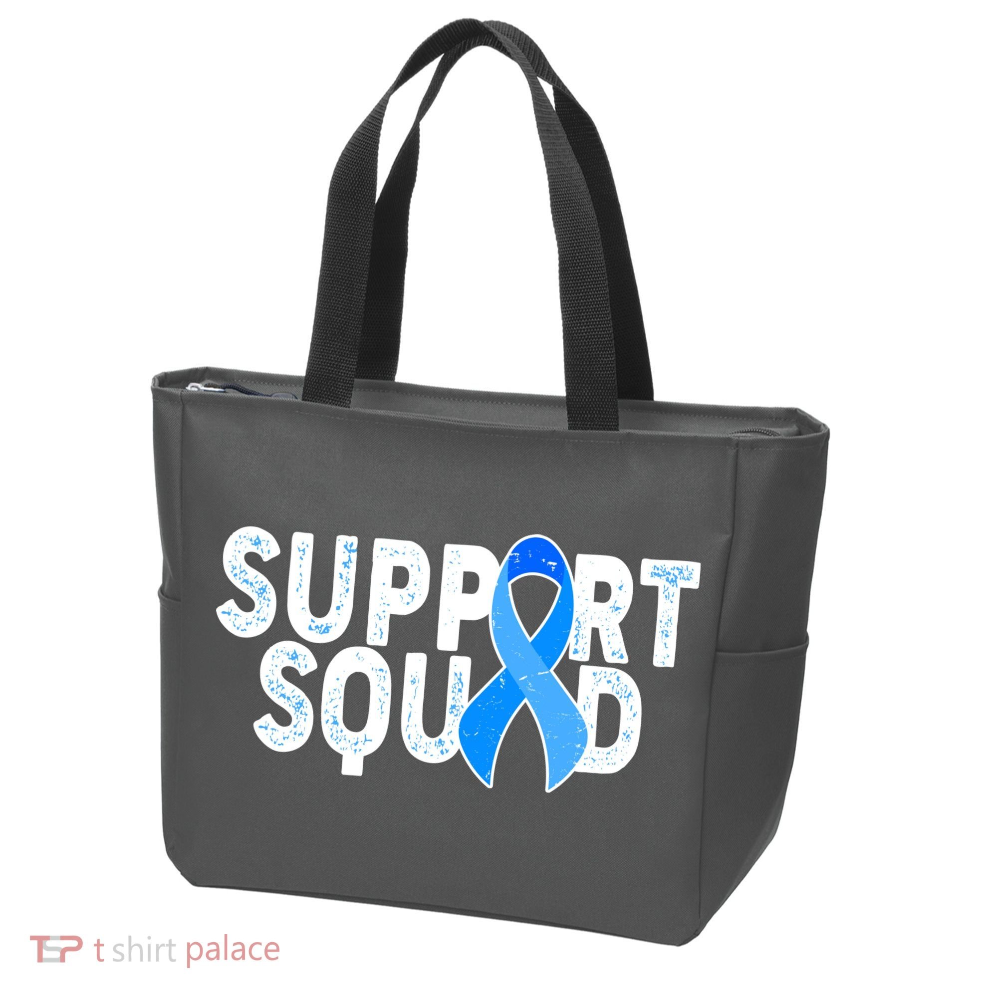 Support Squad Colon Cancer Awareness Blue Ribbon Tote Bag
