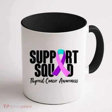 Support Squad Thyroid Cancer Awareness Coffee Mug back