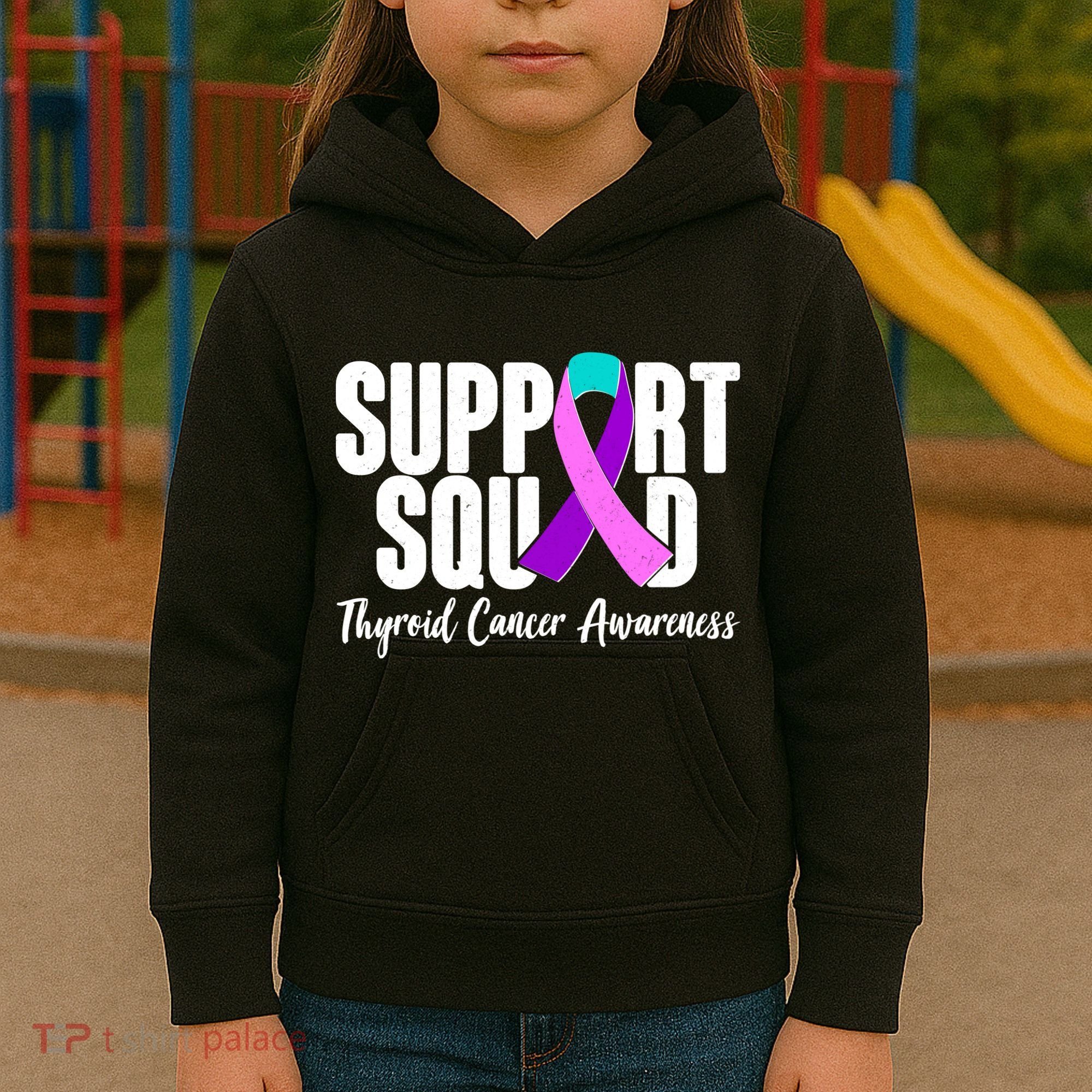 Support Squad Thyroid Cancer Awareness Kids Hoodie