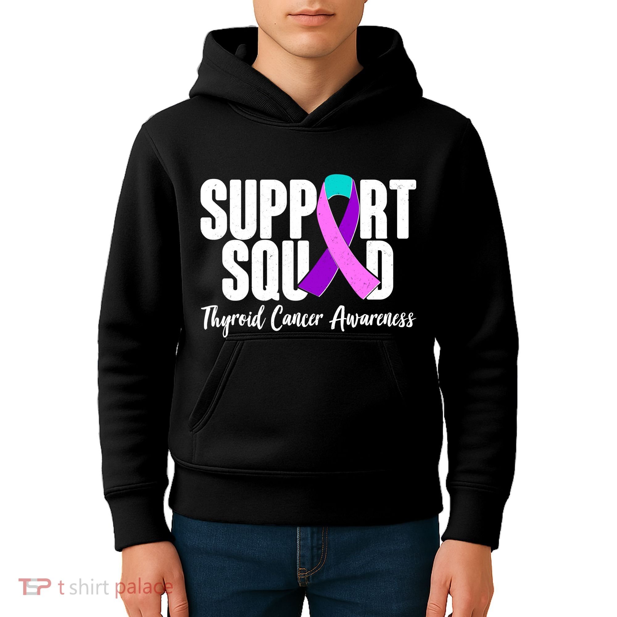 Support Squad Thyroid Cancer Awareness Kids Hoodie