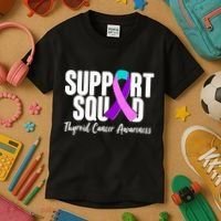 Support Squad Thyroid Cancer Awareness Kids T-Shirt thumb 3