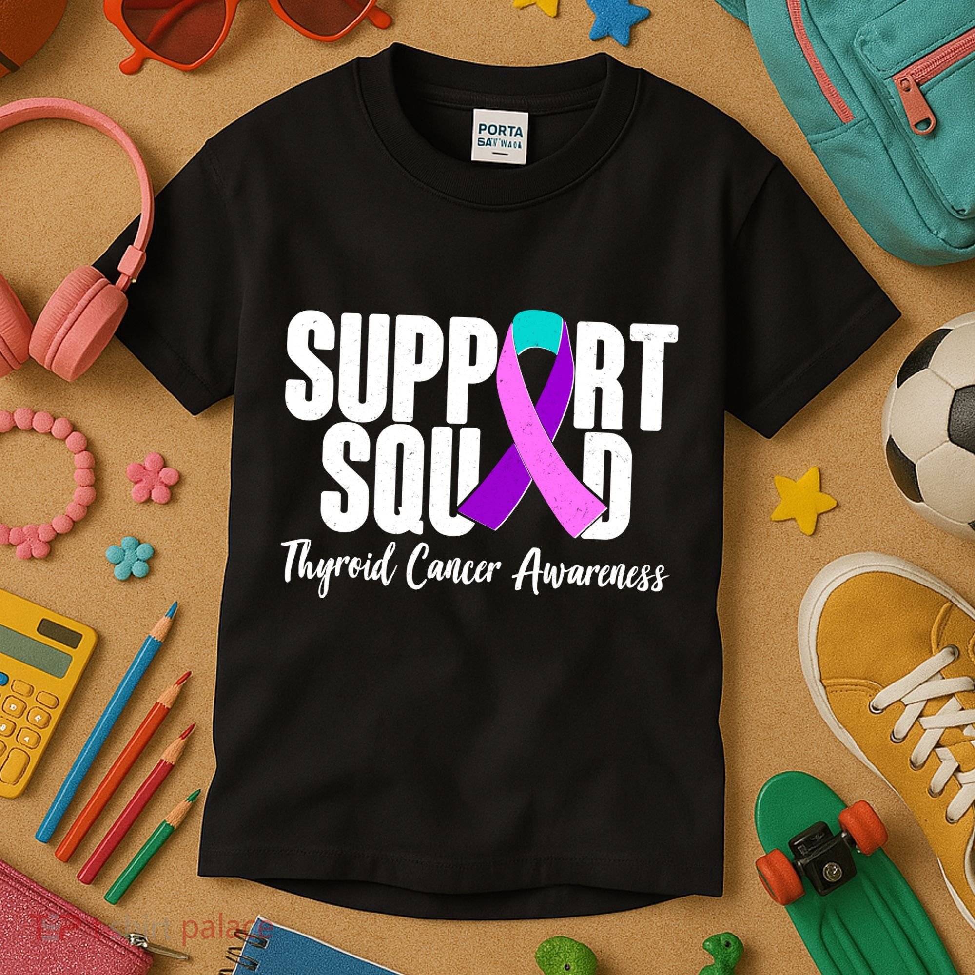 Support Squad Thyroid Cancer Awareness Kids T-Shirt