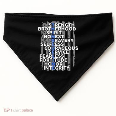 Support The Thin Blue Line US Flag USA-Made Doggie Bandana