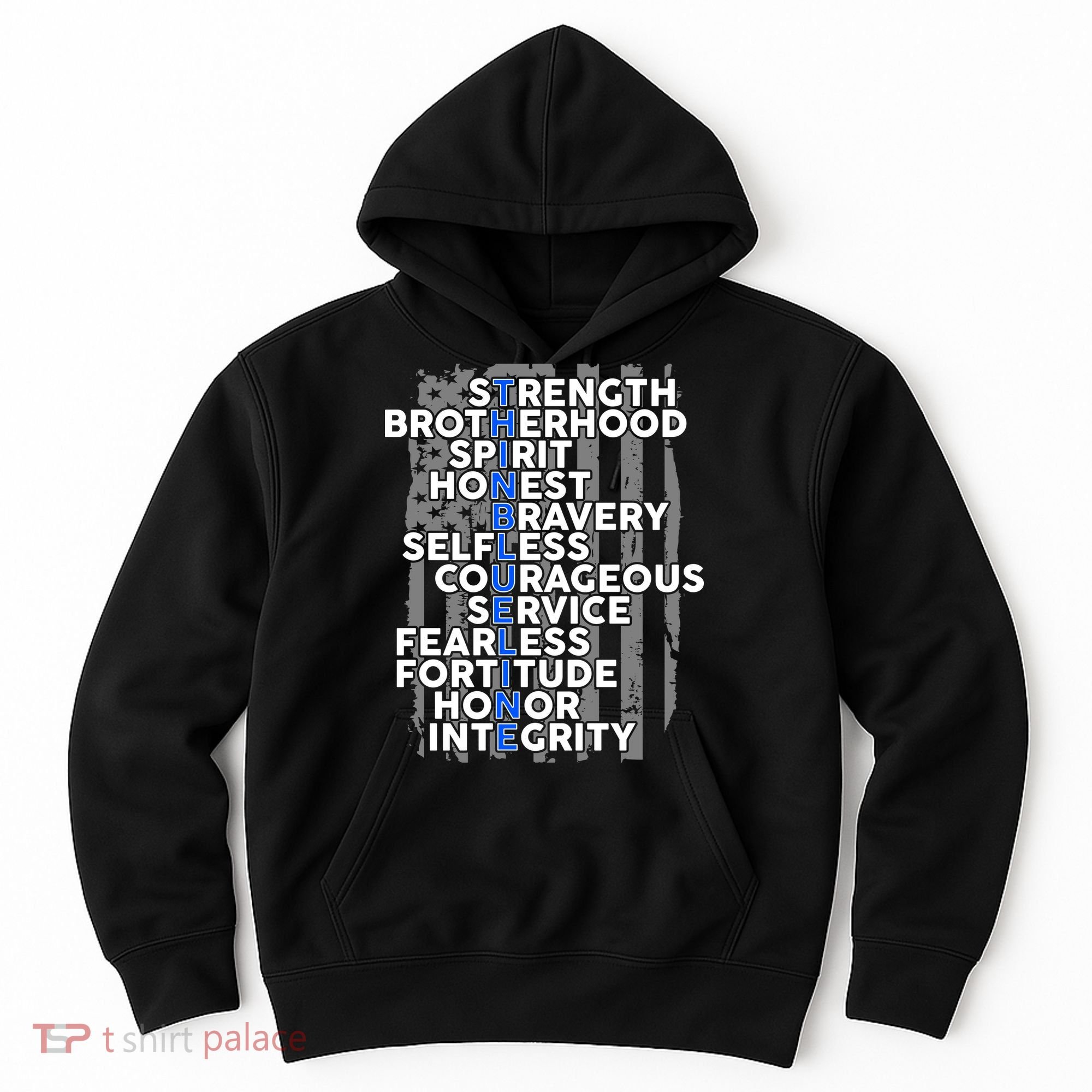 Support The Thin Blue Line US Flag Hoodie