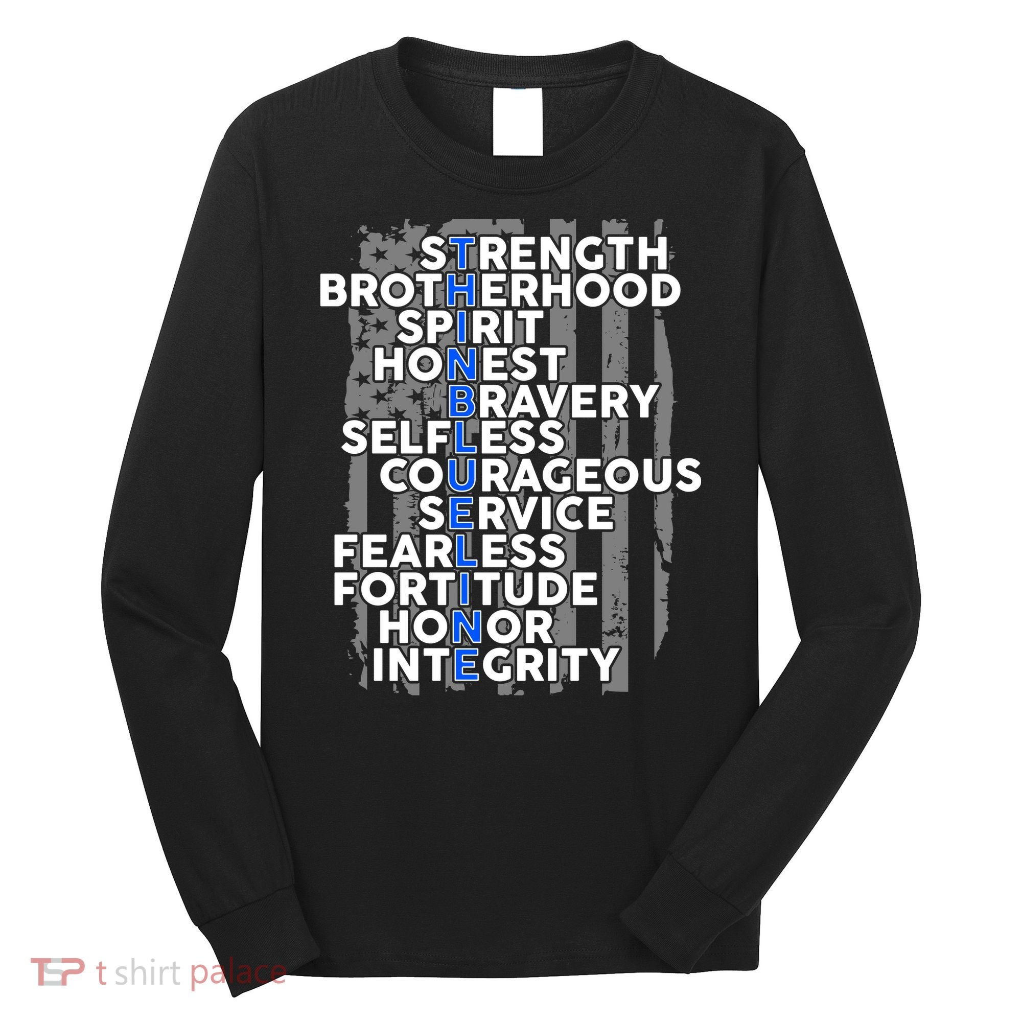 Support The Thin Blue Line US Flag Long Sleeve Shirt