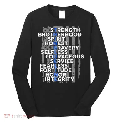Support The Thin Blue Line US Flag Long Sleeve Shirt