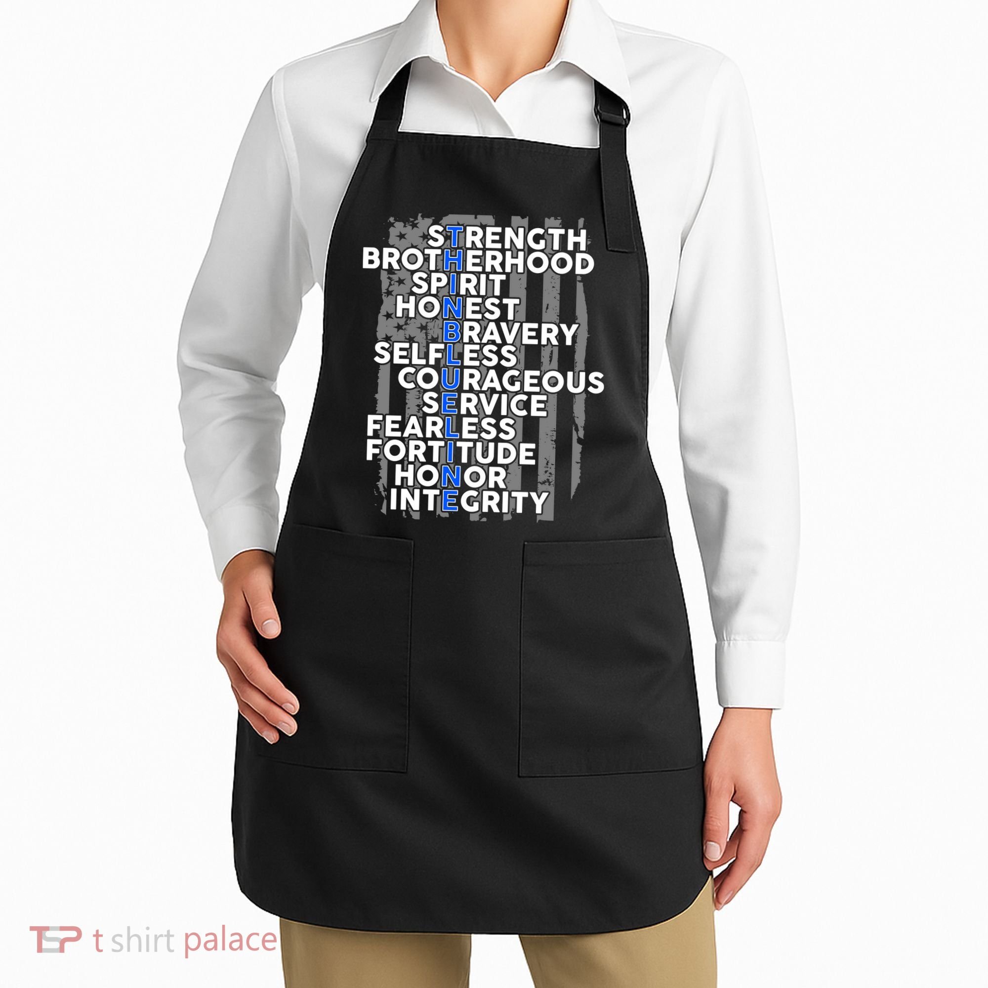 Support The Thin Blue Line US Flag Apron