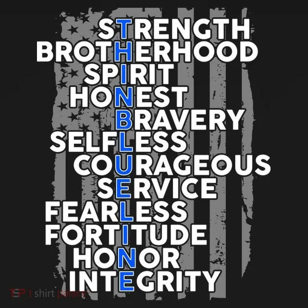 Support The Thin Blue Line US Flag T-Shirt