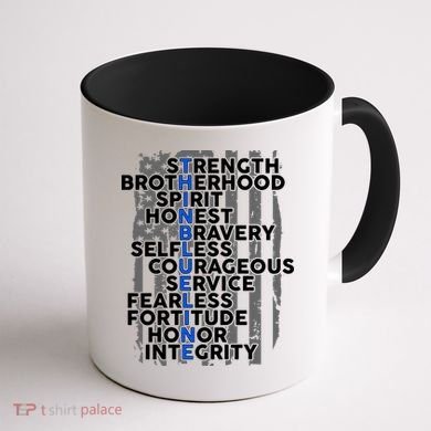 Support The Thin Blue Line US Flag Coffee Mug back