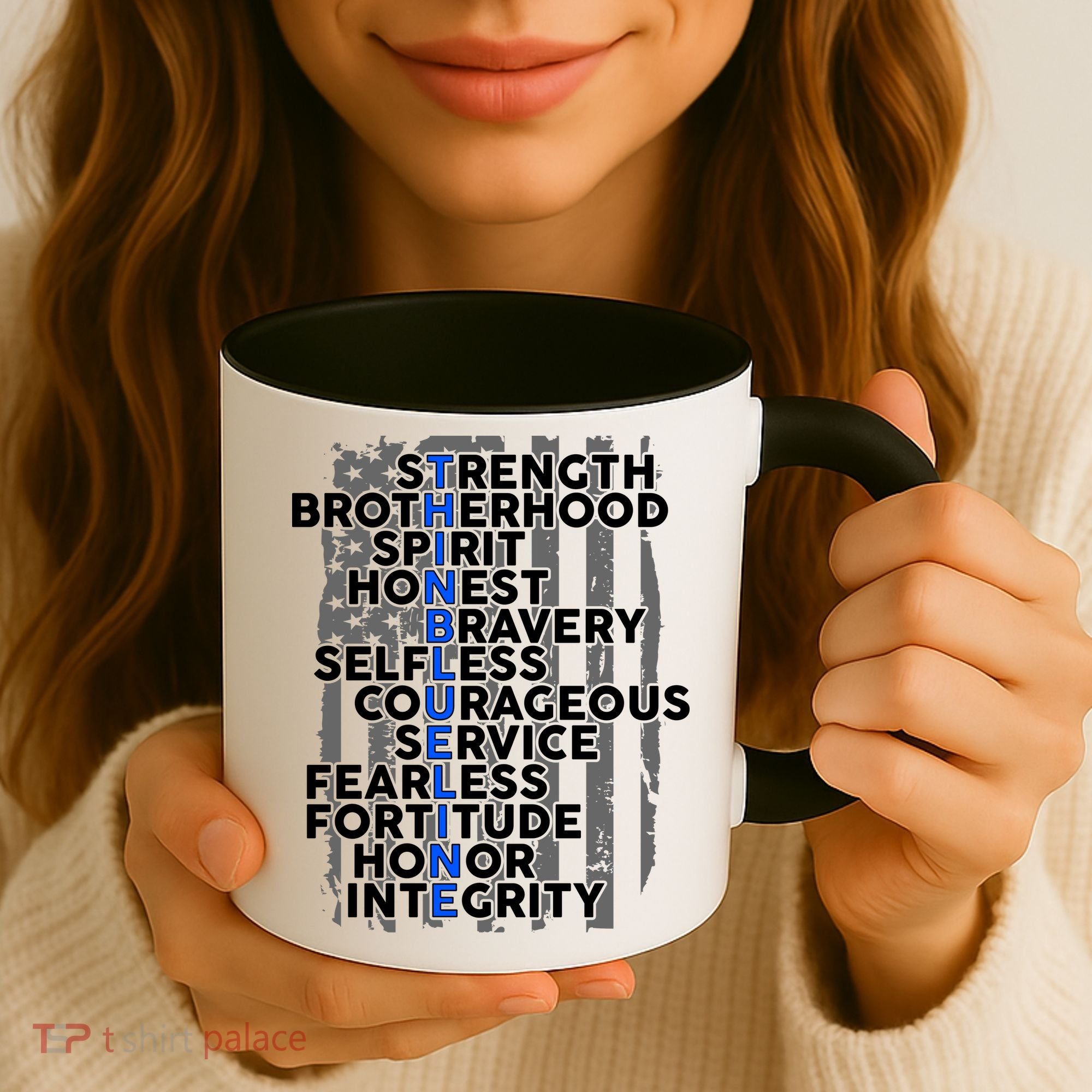 Support The Thin Blue Line US Flag Coffee Mug