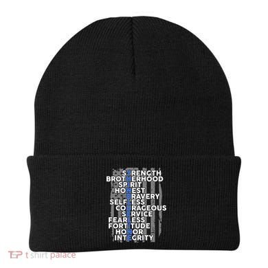 Support The Thin Blue Line US Flag Beanie