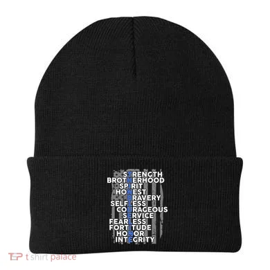 Support The Thin Blue Line US Flag Beanie