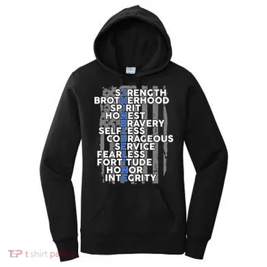 Support The Thin Blue Line US Flag Women's Hoodie