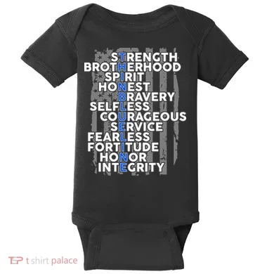Support The Thin Blue Line US Flag Baby Bodysuit