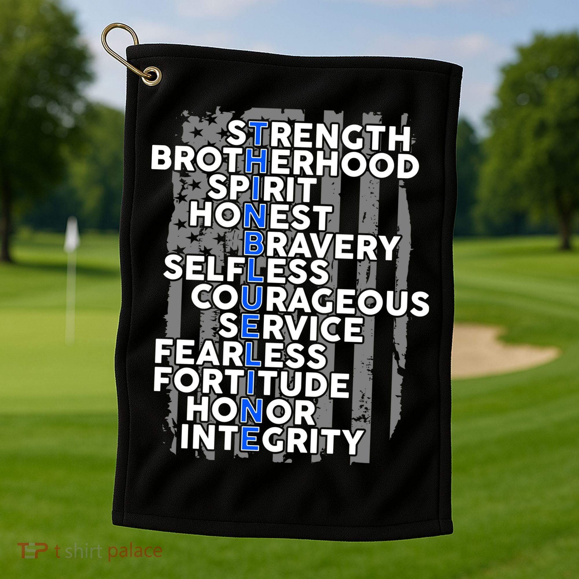 Support The Thin Blue Line US Flag Golf Towel