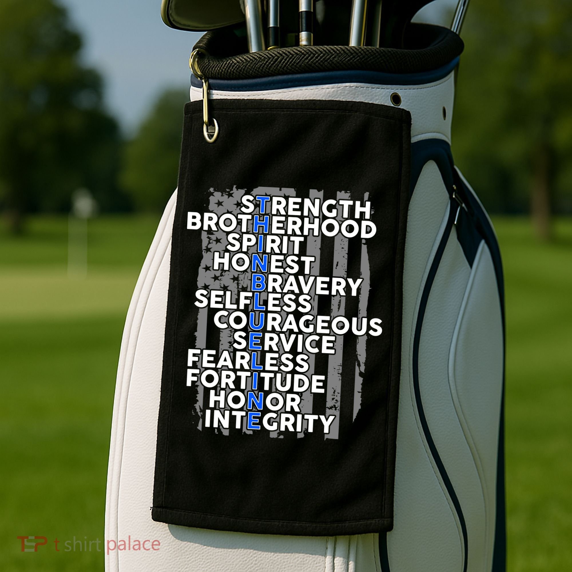 Support The Thin Blue Line US Flag Golf Towel