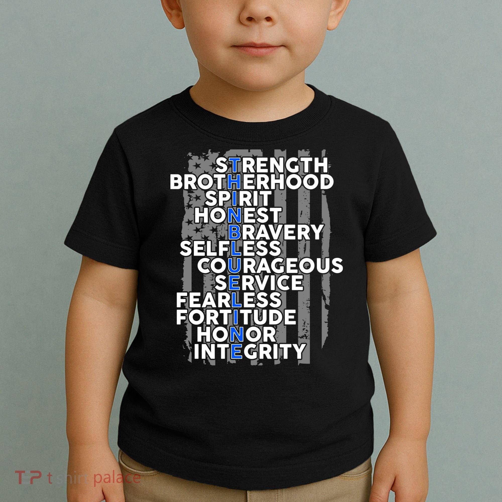 Support The Thin Blue Line US Flag Toddler T-Shirt