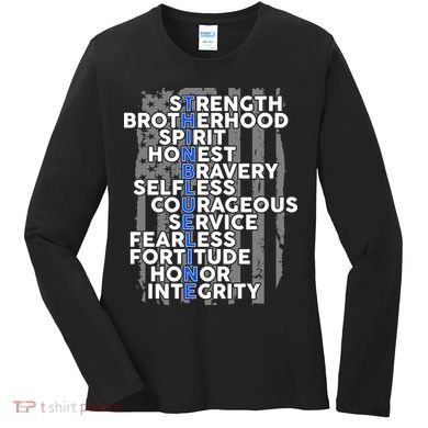 Support The Thin Blue Line US Flag Women's Long Sleeve Shirt