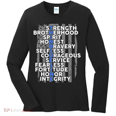 Support The Thin Blue Line US Flag Women's Long Sleeve Shirt