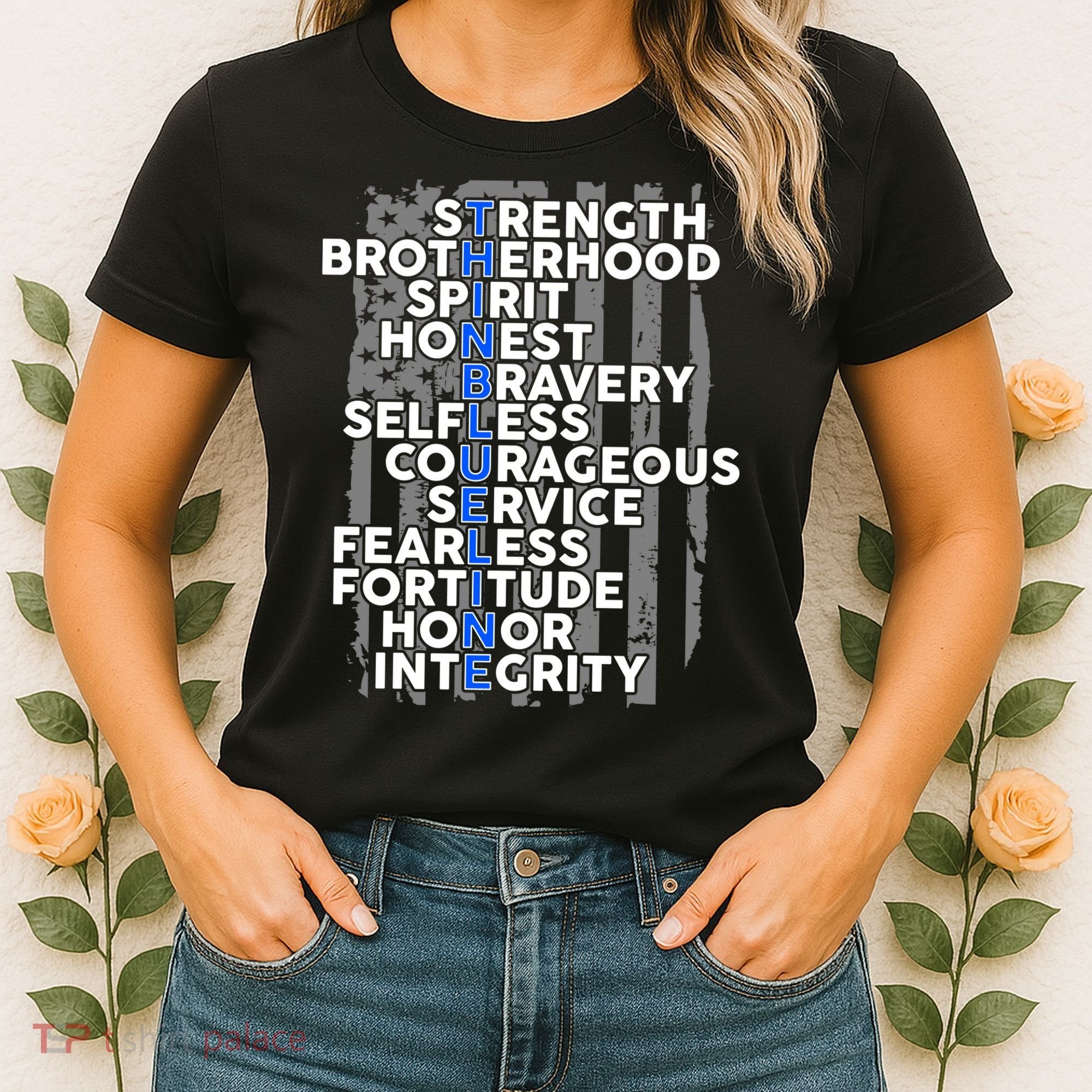 Support The Thin Blue Line US Flag Women's T-Shirt