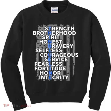 Support The Thin Blue Line US Flag Kids Sweatshirt