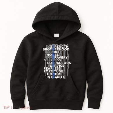 Support The Thin Blue Line US Flag Kids Hoodie