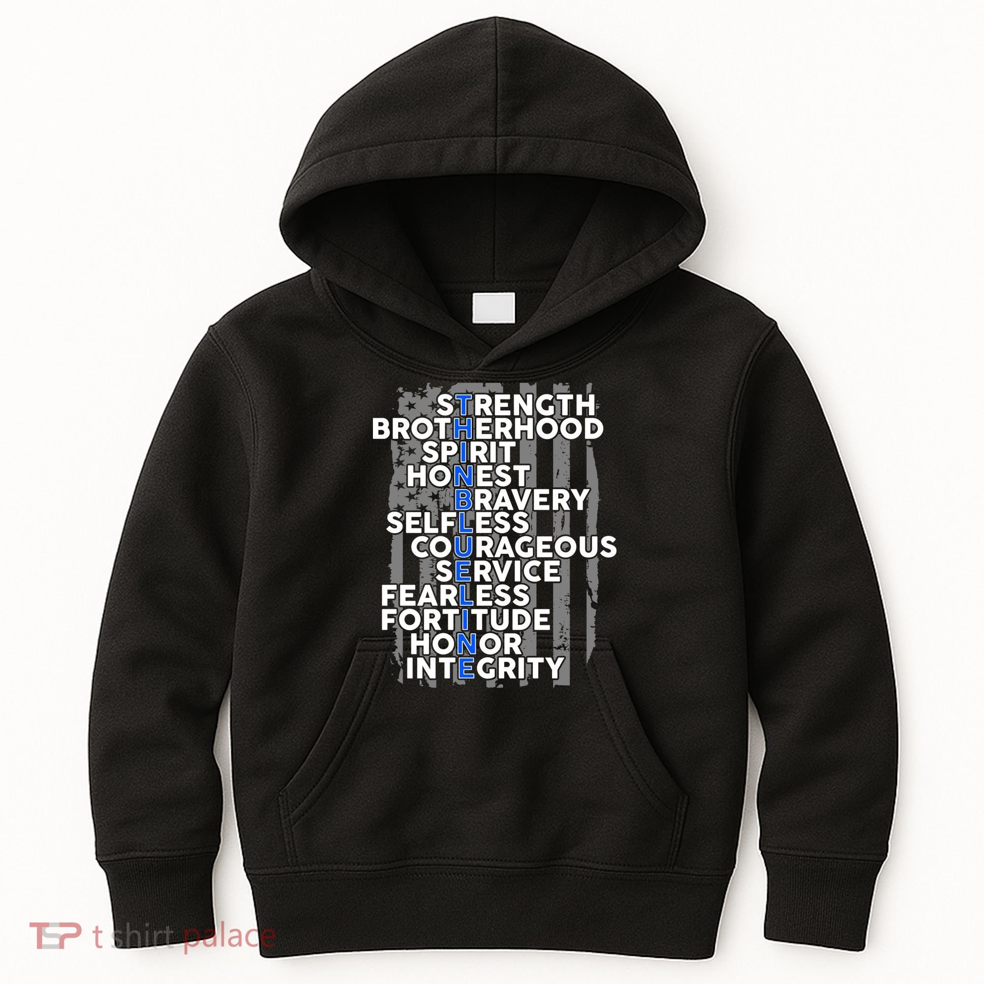 Support The Thin Blue Line US Flag Kids Hoodie