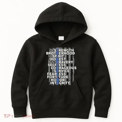 Support The Thin Blue Line US Flag Kids Hoodie