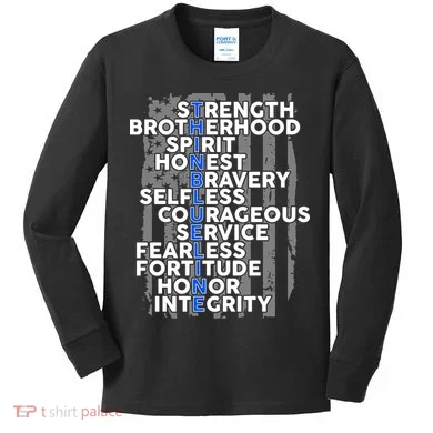 Support The Thin Blue Line US Flag Kids Long Sleeve Shirt