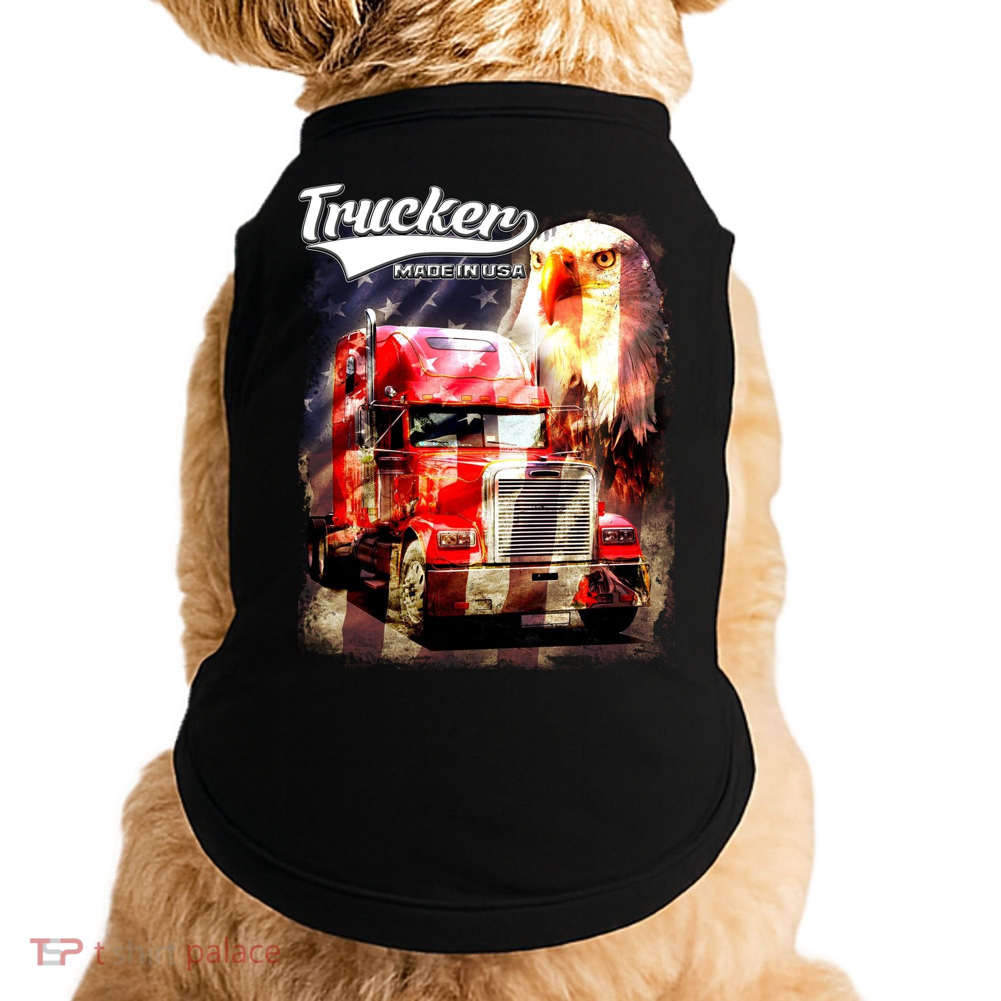 Support Trucker Made In USA Eagle Flag Doggie Tank