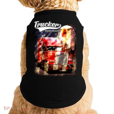 Support Trucker Made In USA Eagle Flag Doggie Tank
