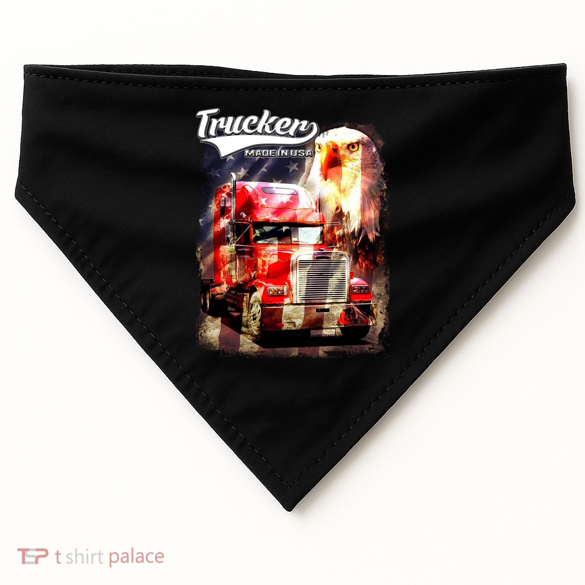 Support Trucker Made In USA Eagle Flag USA-Made Doggie Bandana